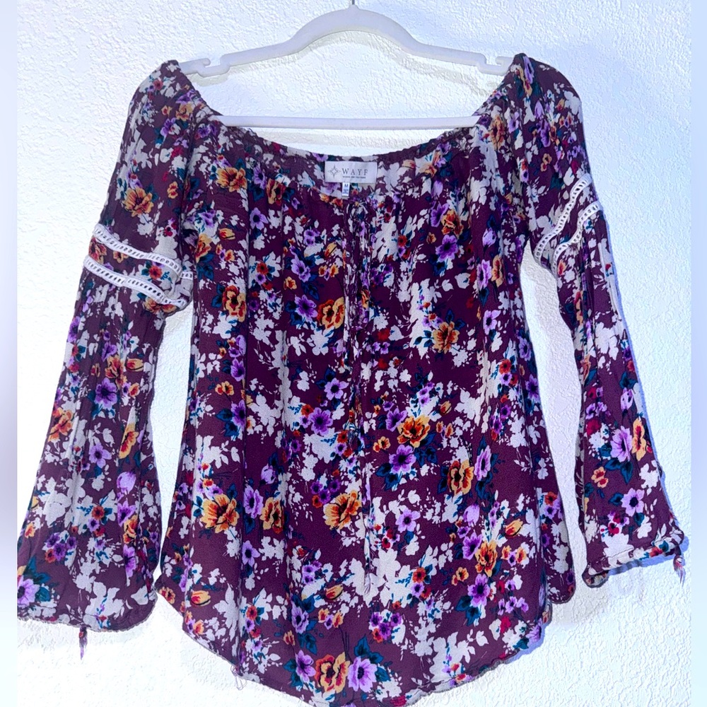 WAYF peasant blouse floral print size M